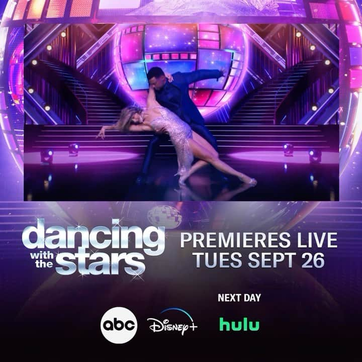 アメリカン・ブロードキャスティング・カンパニーのインスタグラム：「Dance on over to your calendar 🗓️💫 #DWTS returns with a new season Tues, Sept 26, LIVE on @ABCNetwork & @DisneyPlus and next day on @Hulu!」