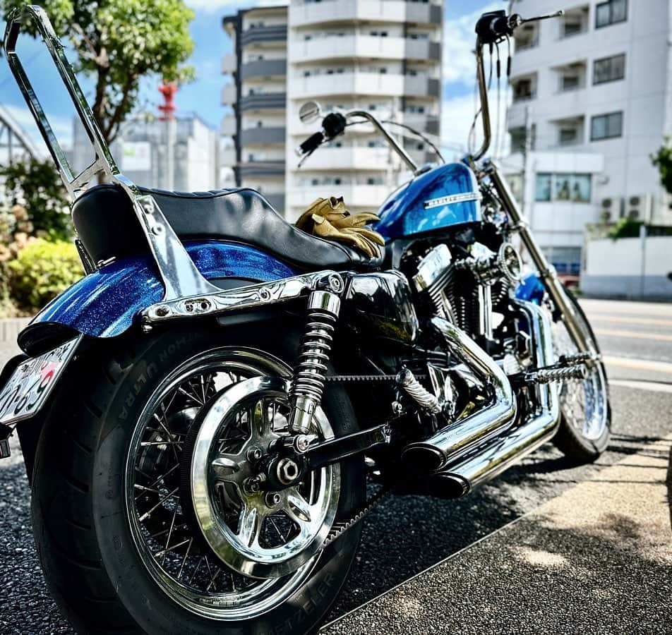 【air-GINZA】中村有佑のインスタグラム：「チェーンガードさよならしたらスッキリいい感じ🐆  #xl1200v #xl1200v72 #xl1200 #72 #harleydavidson  #harleydavidsonsportster  #harleycustom  #harleysportster  #sportster  #sportster72  #sportstergram  #chopper  #ハーレーダビッドソン  #ハーレー #ハーレースポーツスター  #harleychoppers  #スポーツスター #スポーツスター1200 #スポーツスター72 #ハーレーライフ  #ハーレー乗りと繋がりたい  #ハーレースポーツスター  #バイク好きな人と繋がりたい  #bike #motorbike  #motorcustom  #バイク美容師」