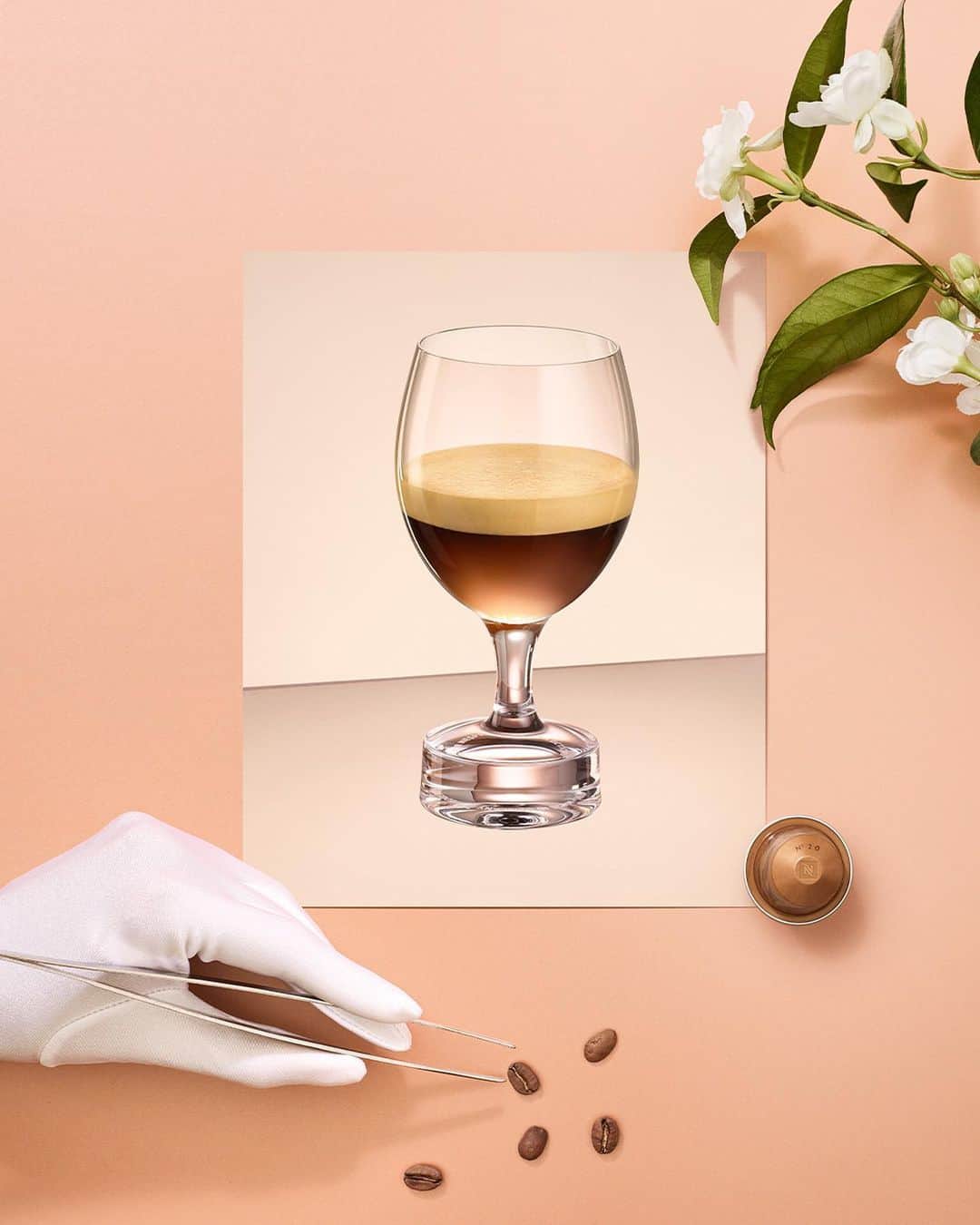 Nespressoのインスタグラム：「What’s No. 20? It’s coffee only tasted by a select few. It’s twenty years of research and development refinement. It’s unlocking a citrus garden palate of orange blossoms and dried jasmine flowers delicately balanced for an extended finish.   It’s probably the most precious coffee in the world.  #Nespresso #N20 #SpecialtyCoffee」