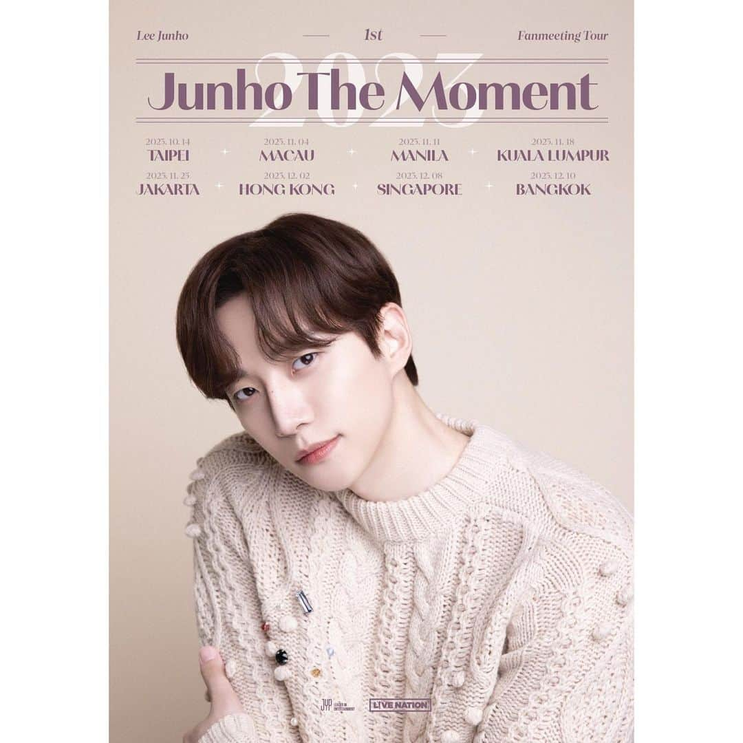 ジュノ さんのインスタグラム写真 - (ジュノ Instagram)「see you soon☺️  LEE JUNHO 1st FANMEETING TOUR  <JUNHO THE MOMENT 2023>  ➠ 10.14 TAIPEI ➠ 11.04 MACAU ➠ 11.11 MANILA ➠ 11.18 KUALA LUMPUR ➠ 11.25 JAKARTA ➠ 12.02 HONG KONG ➠ 12.08 SINGAPORE ➠ 12.10 BANGKOK  #이준호 #LEEJUNHO #준호 #JUNHO #JUNHO_THE_MOMENT_2023」9月12日 17時44分 - le2jh