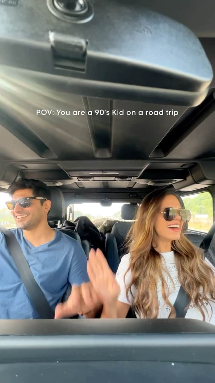 のインスタグラム：「Can you relate? Tag your long drive partner 🤣  Husband is back yay! We didn’t even rest for a week and we are already on road. Thar is ready for the next adventure ! Where should we go this time? ❤️  #aakritirana #aakritiandrohan #roadtrip #couple #couplevideos #thar #travelblogger #indiantravelblogger #bollywood #90s #couplereels」