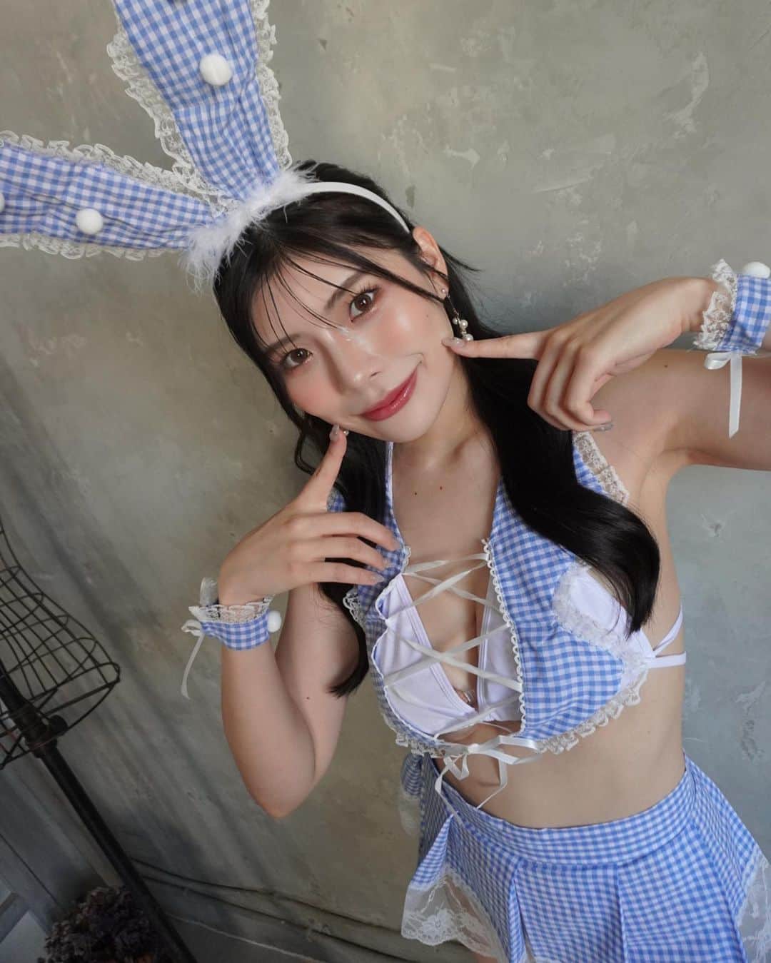 神木麗のインスタグラム：「ギンガムチェックバニー🐇🩵」
