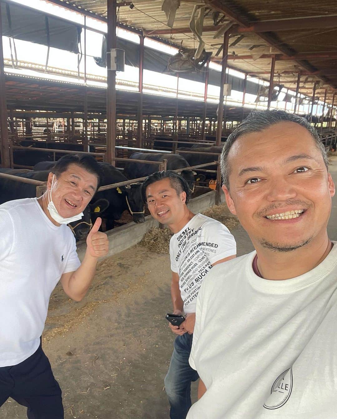 三好ジェームスのインスタグラム：「フィリピン🇵🇭で焼肉屋を展開しているお客様をご案内！  薬を使わない肥育方法にこだわる有田牛のことを説明しながら牛舎を見てもらったり、試食してもらいました！  #有田牛 #aritawagyu #宮崎牛 #miyazaki #フィリピン #🇵🇭 #manila  #焼肉 #宮崎までありがとうございます #nikujille」