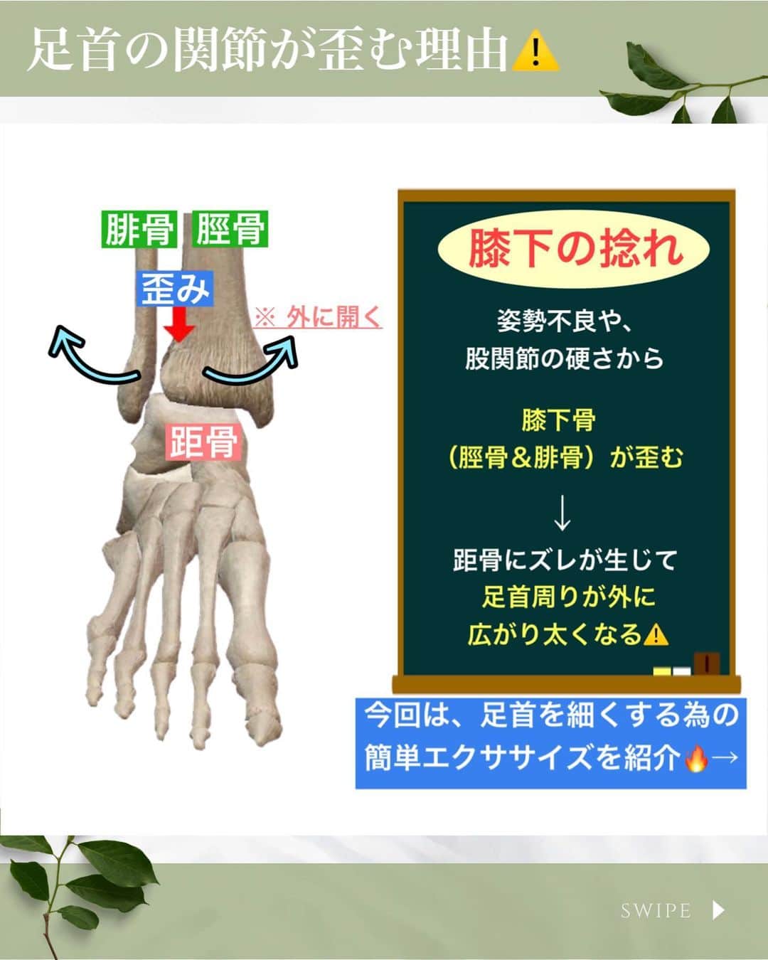 ひろ先生さんのインスタグラム写真 - (ひろ先生Instagram)「【保存】して一緒に頑張りましょう😌🔥 👇 他の投稿は💁‍♂️ @hiroki_morioka_   ・ やってみると思った方は、コメント欄に『🔥』をお願いします🔥 ・ --------------------------  今回は、『足首くびれを作る方法』について解説し、エクササイズをご紹介いたしました✨  --------------------------  【MoRinga-GYM 】 ・ ▶︎最先端の脳神経・呼吸アプローチによる姿勢改善・ボディメイクを実現 ・ ▶︎ 一生役立つ・正しい日常の過ごし方が身につき、姿勢不良やボディメイク等のお悩みも根本改善できる  #足首 #足首痩せ #足首硬い #下半身 #下半身太り」9月12日 19時50分 - hiroki_morioka_
