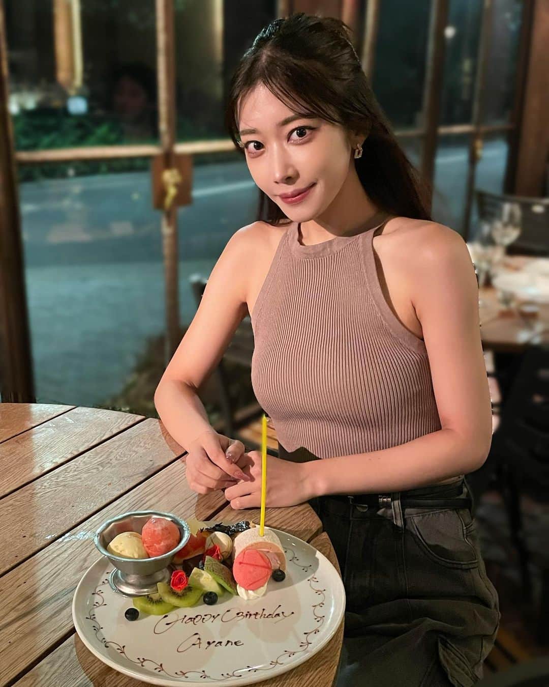西井綾音のインスタグラム：「昨日🍰 ふじこありがとう😘ｽﾁ」