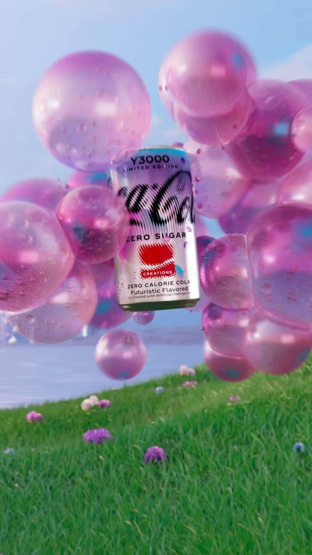 Coca-Colaのインスタグラム：「The first ever Coke co-created by AI is here. Taste the bright, fruity taste of Coca-Cola Y3000 🫧 #CocaColaCreations」