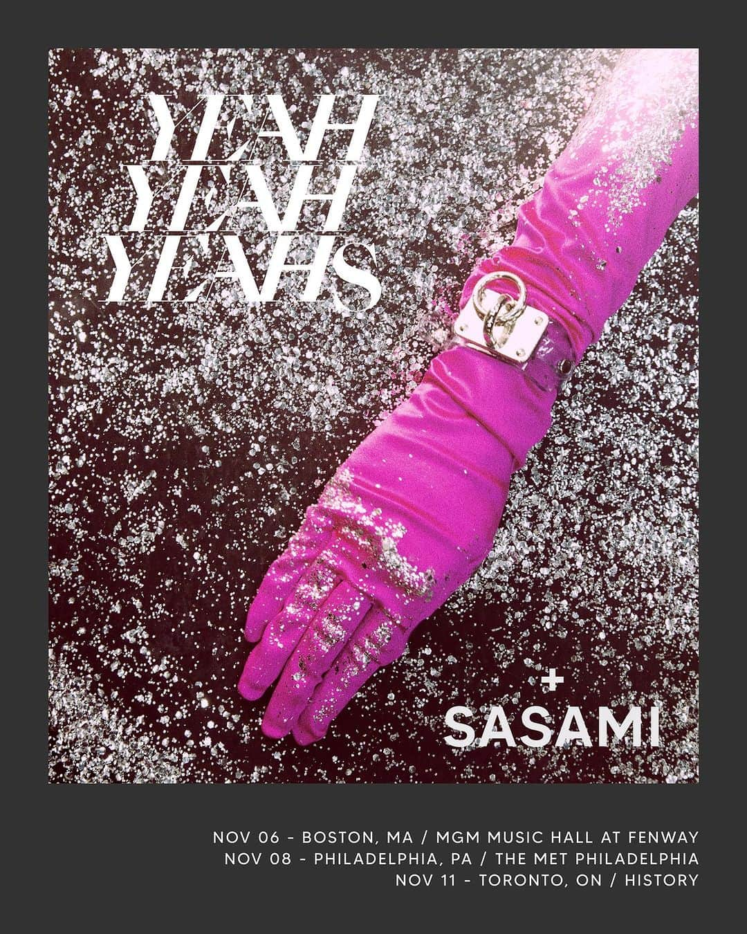 ヤー・ヤー・ヤーズのインスタグラム：「Coming to ya Boston, Philly and Toronto for a short run in November - cities which have a long history for YYYs!! All shows with fire starter @sasamiashworth 💥💥💥 Can’t wait to see you in November!! 💖  Pre-Sale: Sept 13th @ 10am EST  Use Password:  COOLKIDZ23 General On-Sale: Sept 15th @ 10am EST」