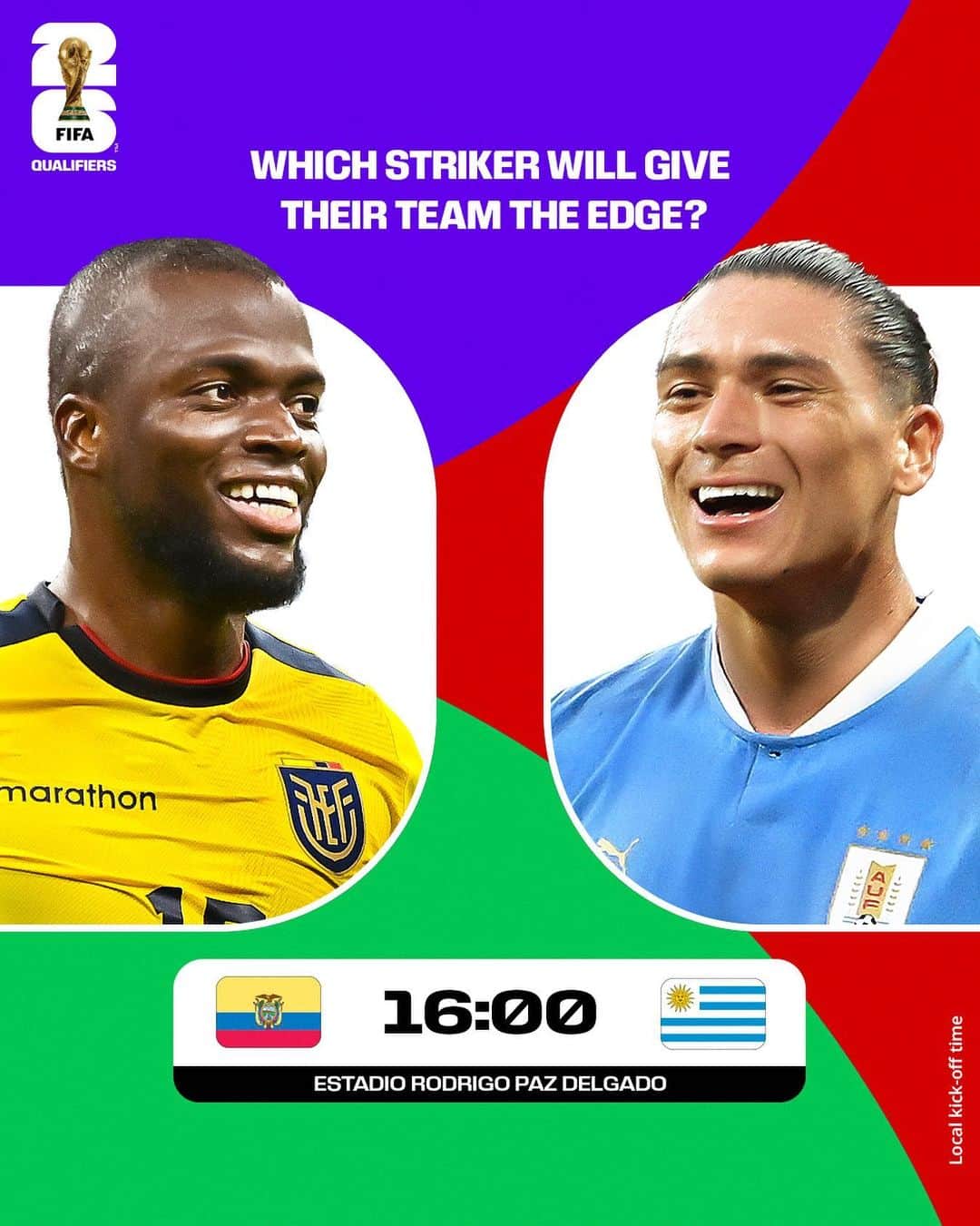 FIFAワールドカップさんのインスタグラム写真 - (FIFAワールドカップInstagram)「A battle of the strikers!🇪🇨🇺🇾  Which forward will stamp their mark in this game?   #FIFAWorldCup | #WeAre26」9月13日 0時16分 - fifaworldcup