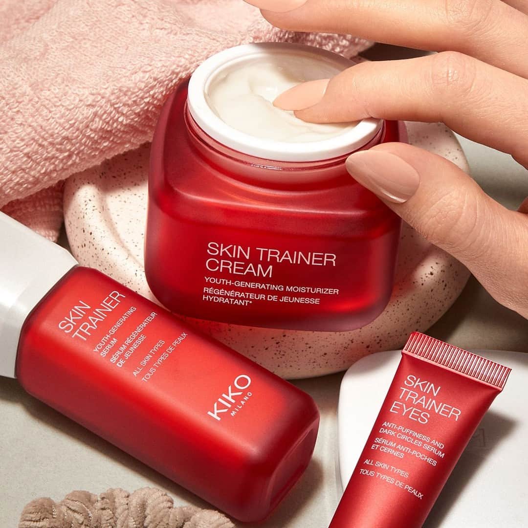 KIKO MILANOさんのインスタグラム写真 - (KIKO MILANOInstagram)「It’s never too early or never too late to start taking care of your skin! 😉 Check out our #KIKOSkinTrainer range, designed to hydrate the skin and combat signs of ageing with a comprehensive #skincareroutine 😍⁣ ❤️ Skin Trainer Serum has a powerful formula, rich in active ingredients, that combats oxidative stress and leaves you with youthful looking & revitalized skin.⁣ ❤️ Skin Trainer Eyes is a cosmetics innovation with its formula’s exclusive technological compound, that reduces bags and dark circles under the eyes.⁣ ❤️ Skin Trainer Cream promotes continuous hydration and whips the skin into shape at all ages.⁣ Train your skin with #KIKOMilano 🥰⁣ ⁣ #KIKOSkincare #skincareroutine #facecream #faceserum #skincareline」9月13日 0時45分 - kikomilano