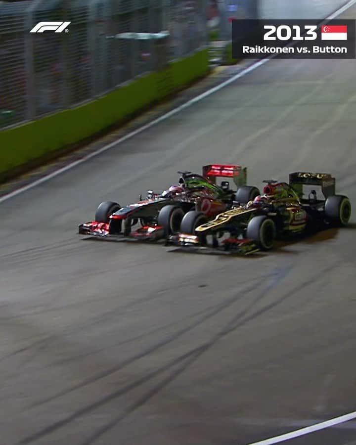 F1のインスタグラム：「Kimi sends it ‘round the outside in Singapore! 😮‍💨  Head to our YouTube as we relieve five of our favourite battles in the Lion City from over the years 🇸🇬  #F1 #Formula1 #SingaporeGP #KimiRaikkonen @kimimatiasraikkonen」