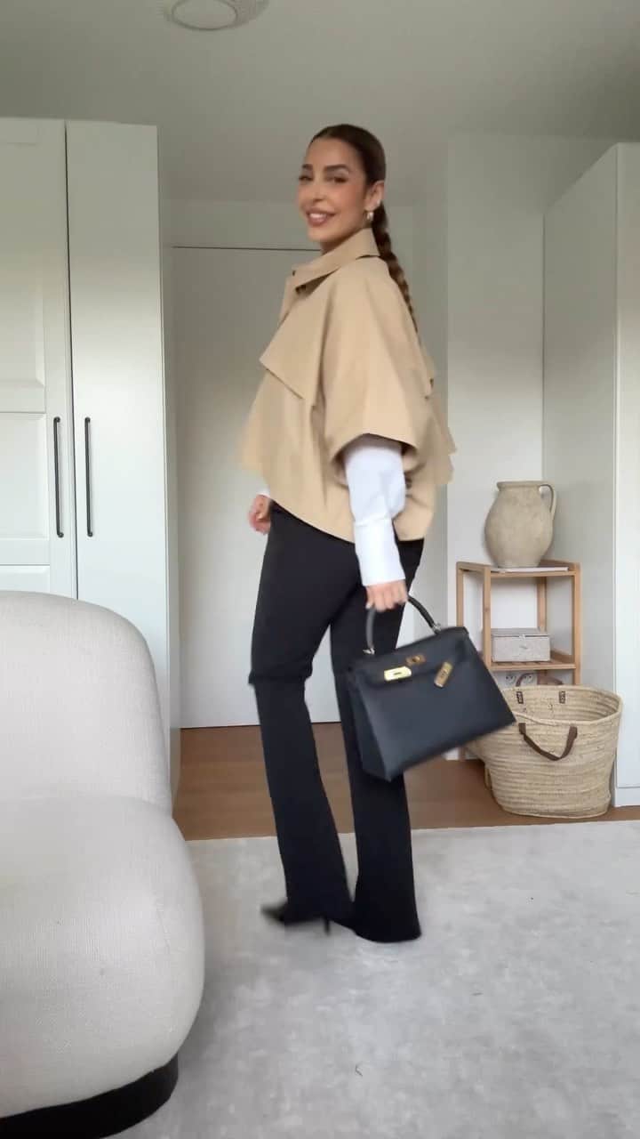 sananasのインスタグラム：「15 faves ✔️choose one ! Vous préférez quel(le) veste/manteau ? Non pas que j’ai hâte d’avoir froid mais j’ai hâte de sortir mes tenues d’automne 😍pas vous ?   ✖️outfit Chemise @jacquemus  Pantalon @alessandrovigilante  Chaussures @givenchy  Sac Kelly @hermes」