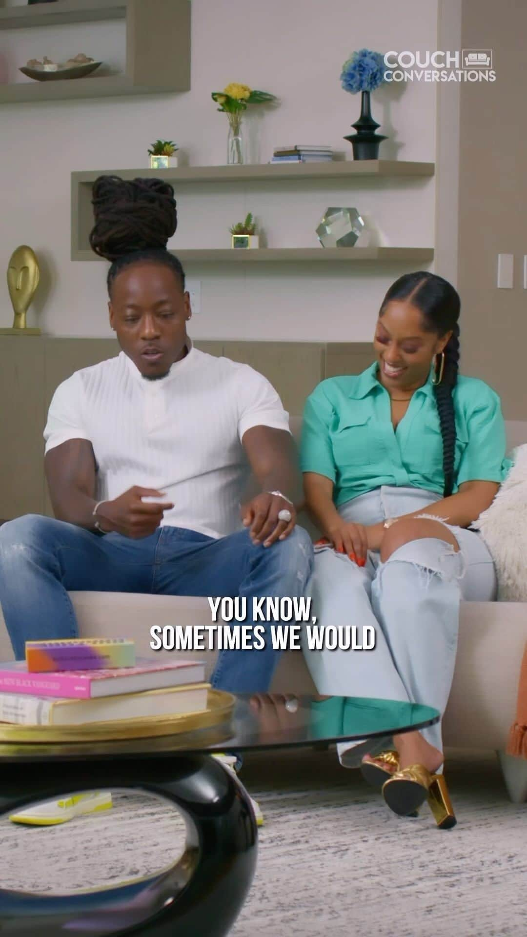 エイス・フッドのインスタグラム：「Sometimes you think you’re doing it all right…..then comes your person to show you another way. 👀  What are you and your partner doing to ensure financial harmony in your relationship??   Don’t forget to check out this episode and more on the Black Love+ app! Couch Conversations is presented in partnership with @Target. @blacklove」