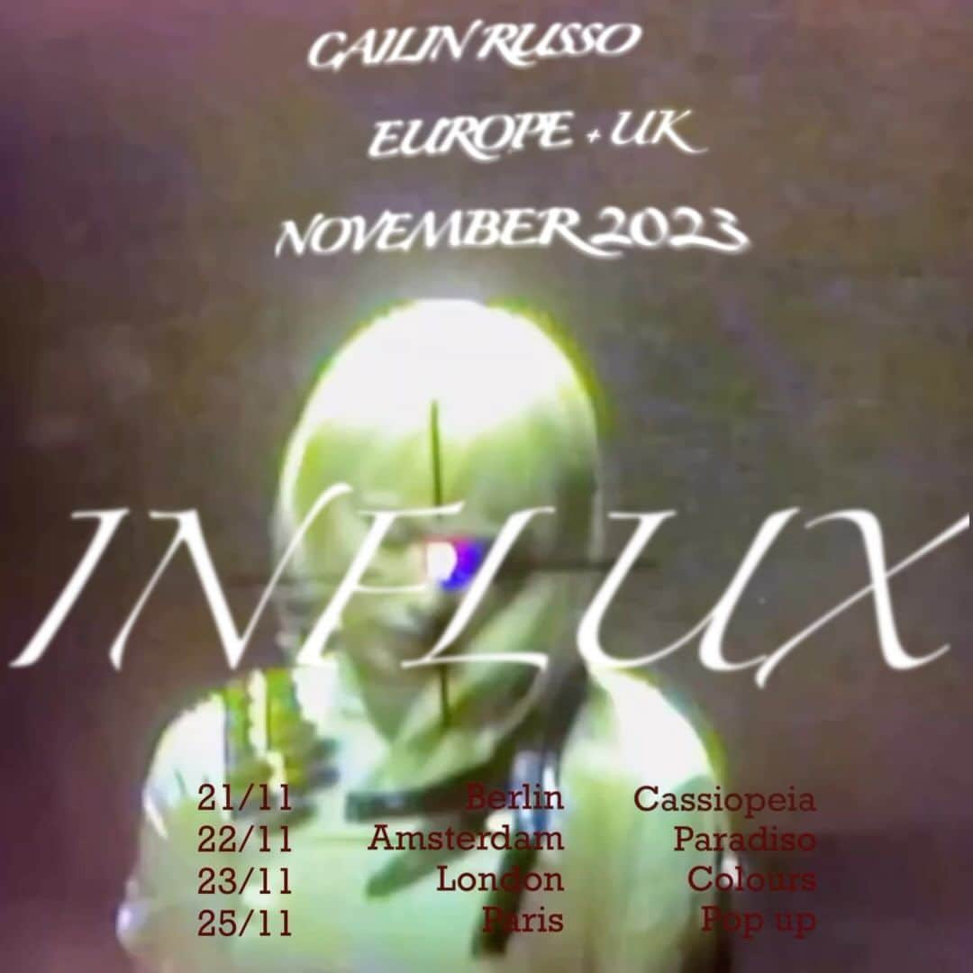 ケイリン・ルッソのインスタグラム：「Take me to the other side 🤍  INFLUX TOUR (UK + Europe) NOVEMBER 2023   SIGN UP FOR MAILING LIST TO GET A PRIVATE PRE-SALE LINK IN BIO 📿」