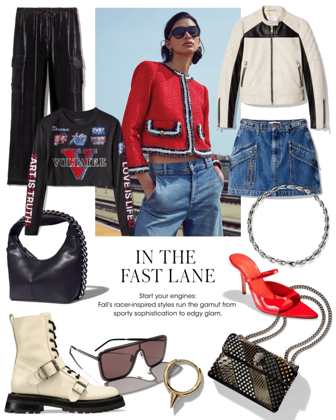 Bloomingdale'sのインスタグラム：「We’ve entered our moto era: Chunky boots, sleek cropped jackets, bold pops of red, and more racer-inspired styles with the right amount of edge 🏎️ 🏁」