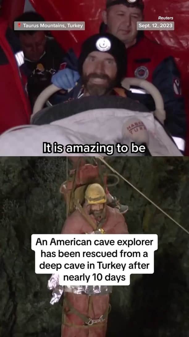 NBC Newsのインスタグラム：「Mark Dickey, a cave explorer from New Jersey who was exploring below the Taurus Mountains in Turkey when he fell ill, has been rescued and brought to the surface after nearly 10 days in the country's third-deepest cave.」