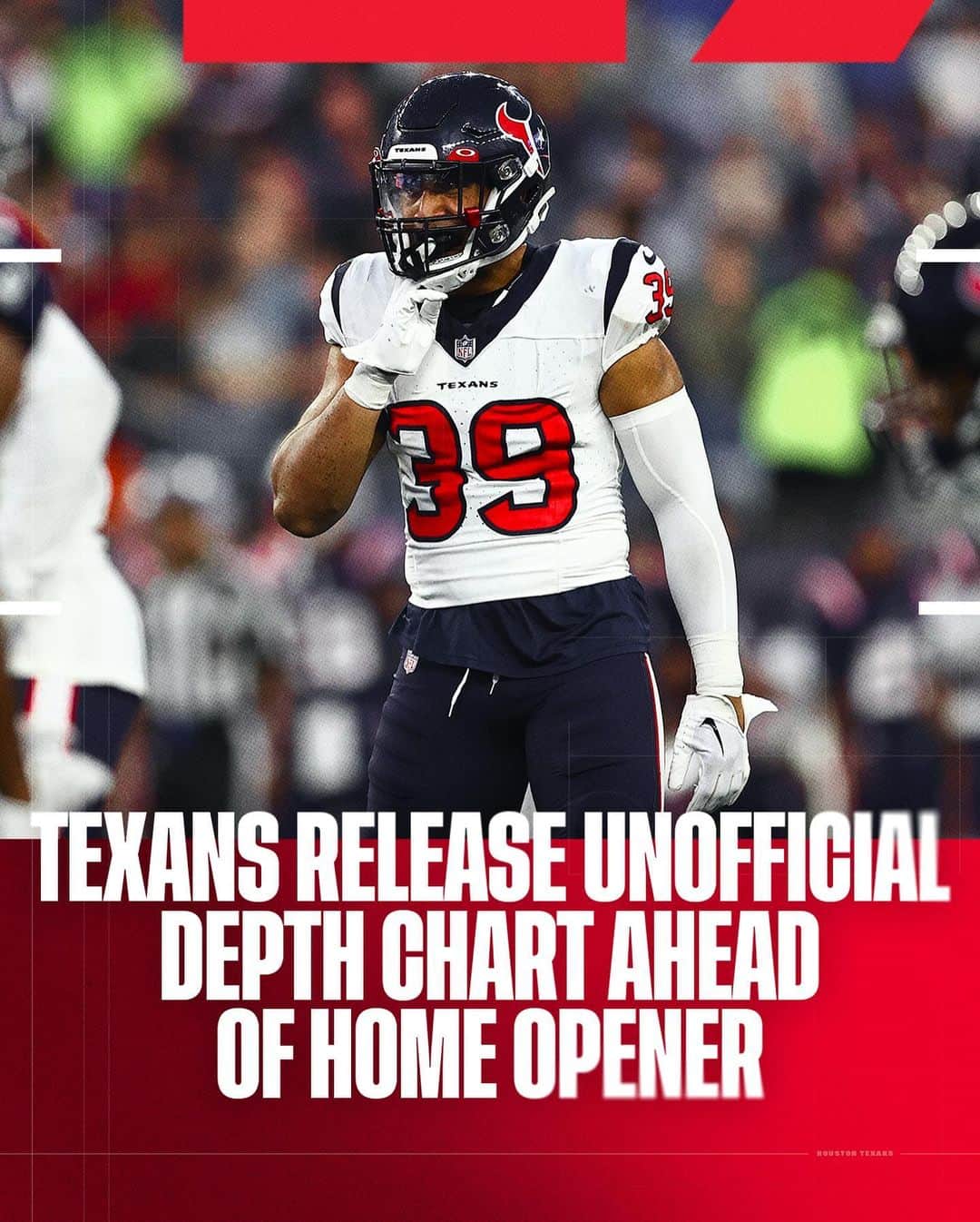 ヒューストン・テキサンズのインスタグラム：「Our Week 2 unofficial depth chart 🤘    #INDvsHOU » 9/17, 12:00 p.m. CT on FOX」