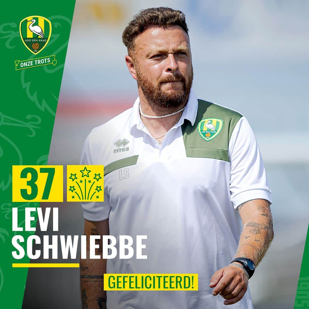 ADOデン・ハーグのインスタグラム：「🎉 Assistent-trainer Levi Schwiebbe is vandaag jarig!」