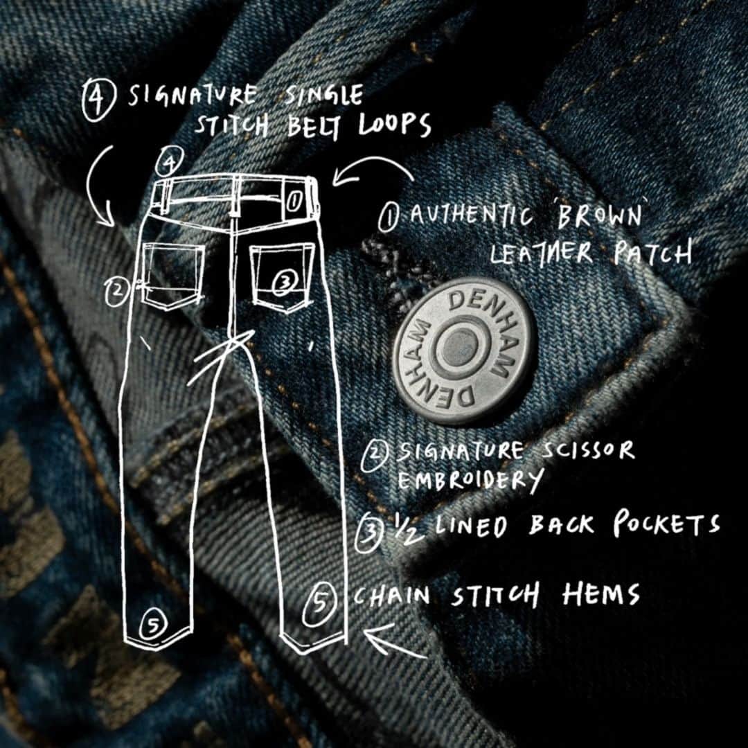 のインスタグラム：「Single-stitch belt loops, copper rivets, brown leather patches, signature scissors embroidery. The details that make our New Authentics jeans. ⁠⁠ #NewAuthentics #authenticallymadedenim」