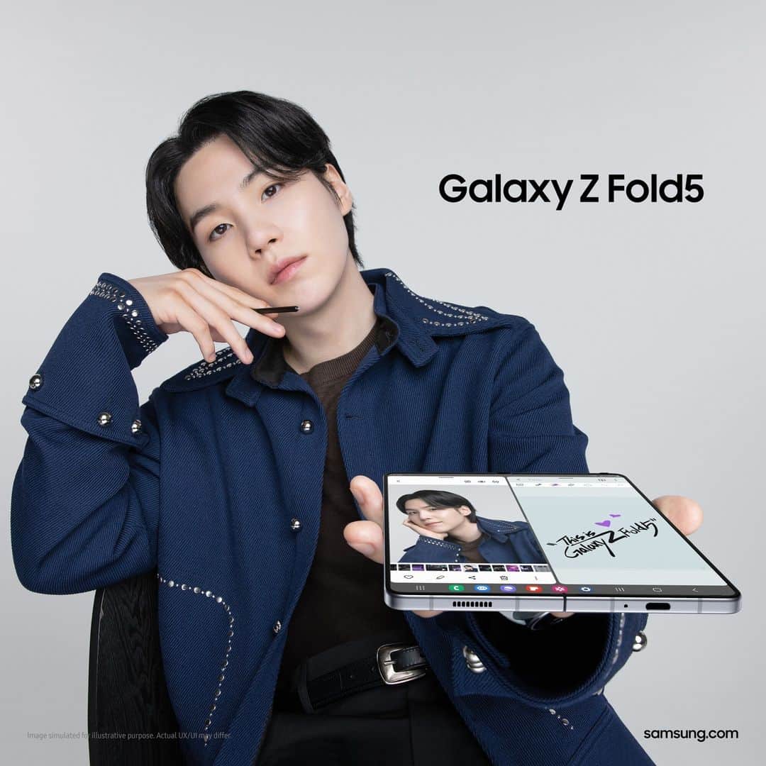 Galaxy Mobile Japanさんのインスタグラム写真 - (Galaxy Mobile JapanInstagram)「ソングライターとしてもマルチに活躍する @bts.bighitofficial のSUGAさん。 #GalaxyZFold5 のマルチタスク機能とも相性抜群ですね💜  #JoinTheFlipSide #GalaxyxSUGA」9月13日 17時00分 - samsungjpn