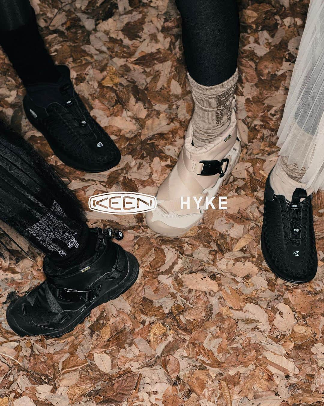 HYKEのインスタグラム：「"KEEN × HYKE" FW 2023 COLLECTION - HYKE WEBSITE内にFW 2023シーズンKEEN × HYKE特設ページ を公開しましたので是非ご覧ください。 https://hyke.jp/pages/keen-hyke - 日本先行発売日：2023年10月25日 水曜日 グローバル発売日：2023年11月1日 水曜日 販売方法の詳細は、後日改めてご案内いたします。 - - Pre-launch Date (Japan only): October 25th, 2023 Global Launch Date: November 1st, 2023 More details will be announced later. - #keenhyke #keen #hyke #isetanshinjuku」