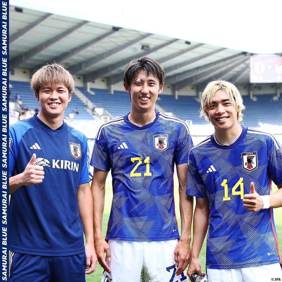 日本サッカー協会さんのインスタグラム写真 - (日本サッカー協会Instagram)「. 【2023.9.12 Photo Report⑤📸】  🏆#キリンチャレンジカップ 2023 🇯🇵#SAMURAIBLUE 4-2 トルコ代表🇹🇷 ⌚️21:20(🇯🇵) 🏟️セゲカ・アレーナ(ベルギー)  1 #中村航輔(GK) 3 #谷口彰悟 10 #堂安律 11 #古橋亨梧 13 #中村敬斗 15 #伊藤敦樹 17 #田中碧(C) 20 #久保建英 21 #伊藤洋輝 22 #町田浩樹 26 #毎熊晟矢  𝐒𝐔𝐁🔄 12 #大迫敬介(GK) 23 #シュミットダニエル(GK) 2 #菅原由勢 4 #板倉滉 5 #守田英正 6 #遠藤航 7 #三笘薫 8 #鎌田大地 14 #伊東純也 16 #冨安健洋 18 #浅野拓磨 19 #橋岡大樹 24 #森下龍矢 25 #前田大然  監督 #森保一  #夢への勇気を #SAMURAIBLUE」9月13日 12時05分 - japanfootballassociation