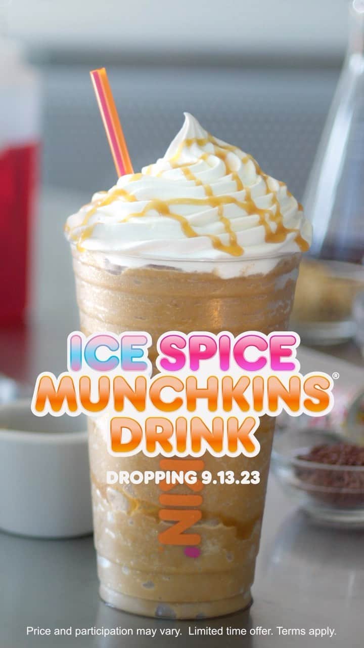 ダンキンドーナツのインスタグラム：「Ice Spice?? Munchkins Drink?? Available TOMORROW 9/13」