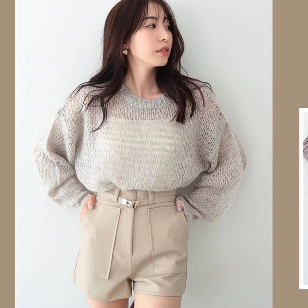 デュラスアンビエントのインスタグラム：「#オーバーメッシュニット <Ivory, Beige, Gray> 【9/27(WED)20:00-】  体を包み込むルーズなローゲージニットが、今の時期にはちょうどいい。  毛足の長い糸を、透け感を残しながら緩く編み上げ、くたっと力の抜けたシルエットシルエットでこなれ感を演出。  ベージュとグレーにはラメ糸を混ぜ、落ち着いたトーンの中にさり気ない煌めきを。  アイボリーは明るいニュアンスカラーで肌のトーンを上げ、温かみを感じるお色味に仕上げました。  ＿＿＿＿＿＿＿＿＿＿＿ ✔︎ @ambient_styling #AMBIENT #ambient_official #ambientstyle #アンビエント  #23aw #ニット #秋コーデ #きれいめカジュアル #大人カジュアル」