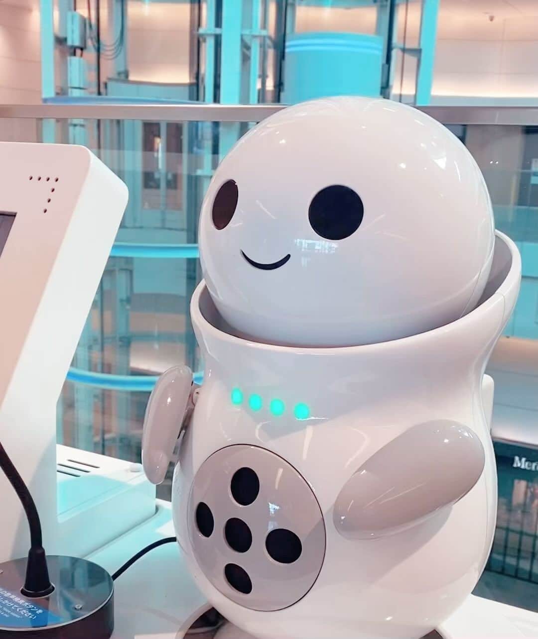 ボールドウィン零のインスタグラム：「空港で出会ったロボットさんが可愛かった🤖  家にいたらずっとお話ししちゃいそうですね🤭  #案内ロボット #羽田空港」