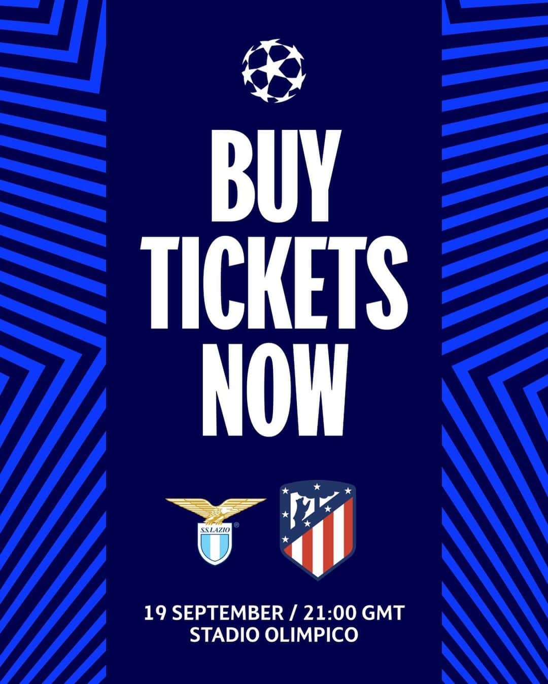 SSラツィオのインスタグラム：「🎫 Scatta la vendita dei biglietti di #LazioAtleti  ℹ️ Tutte le info su sslazio.it  #UCL #CMonEagles 🦅」
