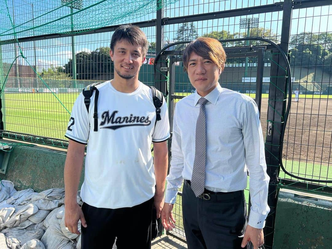 林昌範のインスタグラム：「今日はジャイアンツ球場で解説です⚾️ 　 国吉投手発見‼️  ベイスターズ時代のチームメイト。  まだまだ力のある投手だから頑張ってほしい💪 #イースタンリーグ #日本テレビ #解説 #ジャイアンツ  #ジャイアンツ球場 #千葉ロッテマリーンズ  #国吉佑樹　投手 #dena #ベイスターズ #進撃の巨人」