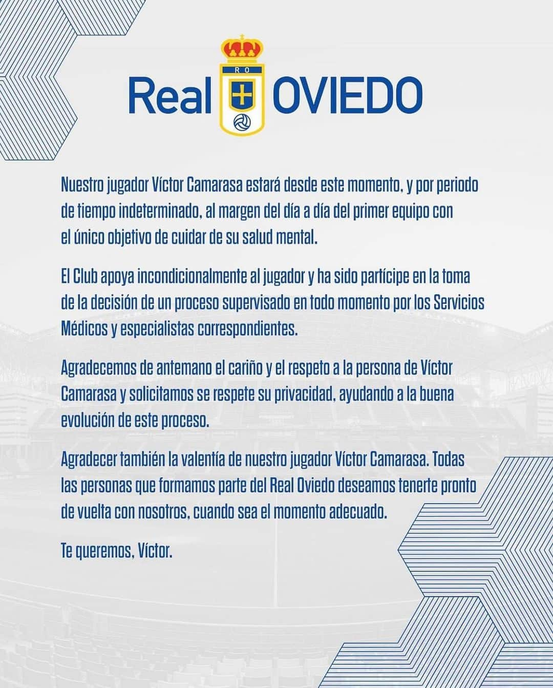 サンティ・カソルラのインスタグラム：「Todo mi apoyo a mi compañero y amigo @vicama8. La salud mental es fundamental y lo más importante, estoy seguro que superarás este momento, Mucho ánimo te esperamos pronto de vuelta ❤️❤️🫶🫶」