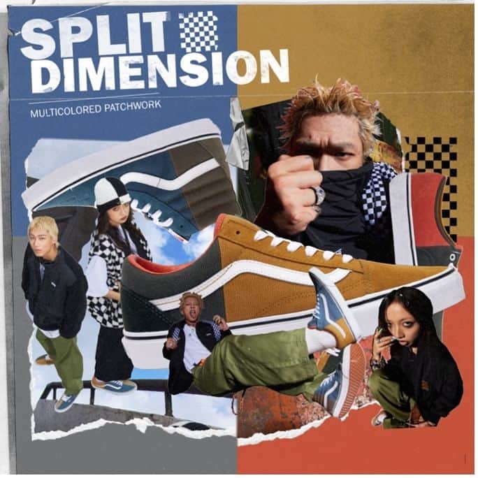 のインスタグラム：「大胆なパネリングとキャッチーなカラーリングのSPLIT DIMENSION COLLECTIONが登場。秋らしいカラーリングもこれからの季節にぴったり。遊び心満載のシューズを様々なコーディネートで楽しもう。  詳しくは、www.vans.co.jpをチェック。」
