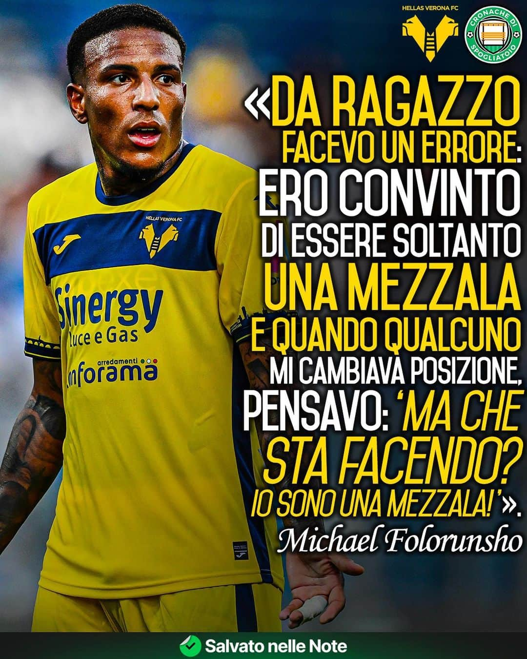 エラス・ヴェローナFCさんのインスタグラム写真 - (エラス・ヴェローナFCInstagram)「Michael Folorunsho è arrivato finalmente in Serie A. E se ve lo state chiedendo no, non si è preso al fantacalcio: «I miei amici mi hanno rilanciato fino a 8, gli ho detto: ‘Siete pazzi? Non mi prenderò mai a 9!’».  #cronachedispogliatoio #hellasverona #folorunsho」9月13日 20時02分 - hellasveronafc