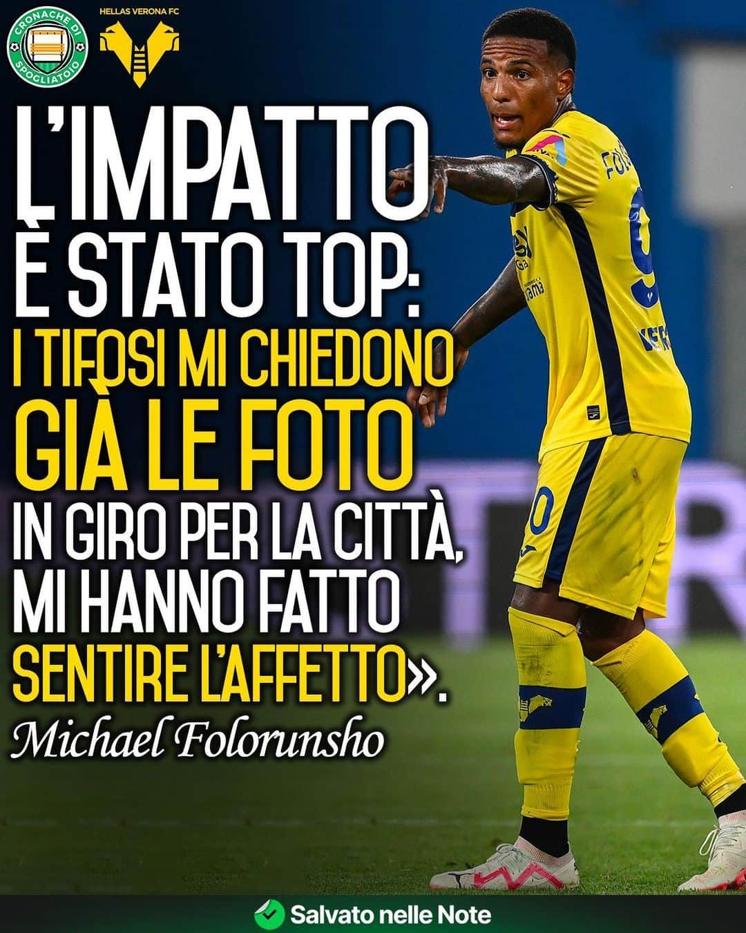 エラス・ヴェローナFCさんのインスタグラム写真 - (エラス・ヴェローナFCInstagram)「Michael Folorunsho è arrivato finalmente in Serie A. E se ve lo state chiedendo no, non si è preso al fantacalcio: «I miei amici mi hanno rilanciato fino a 8, gli ho detto: ‘Siete pazzi? Non mi prenderò mai a 9!’».  #cronachedispogliatoio #hellasverona #folorunsho」9月13日 20時02分 - hellasveronafc