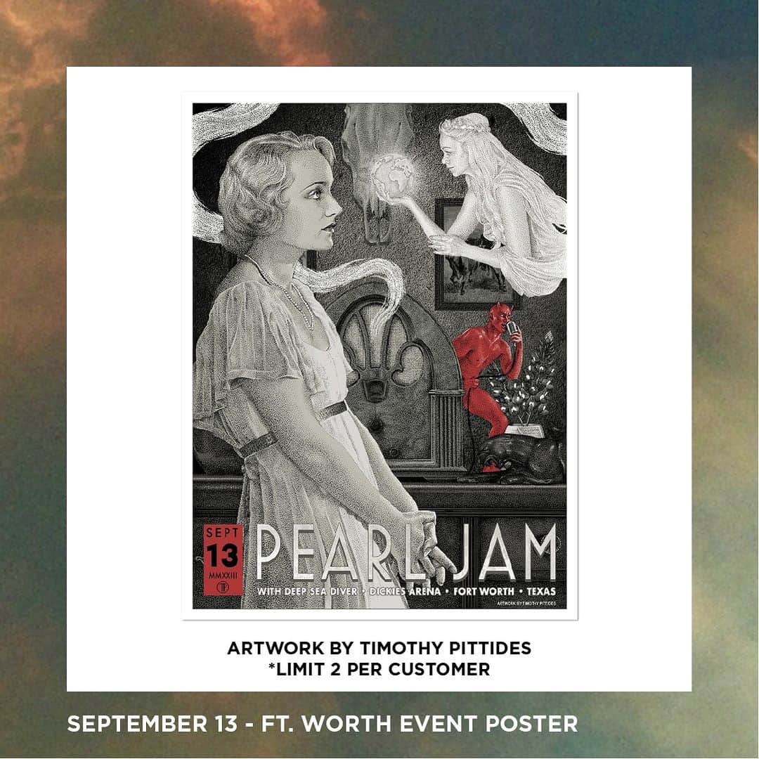 のインスタグラム：「Ft. Worth night #1 at the @dickiesarena tonight. Who's ready? 👀  Artist: @pittidesart   The event poster and merch are all available at the merch stand, starting at noon.」