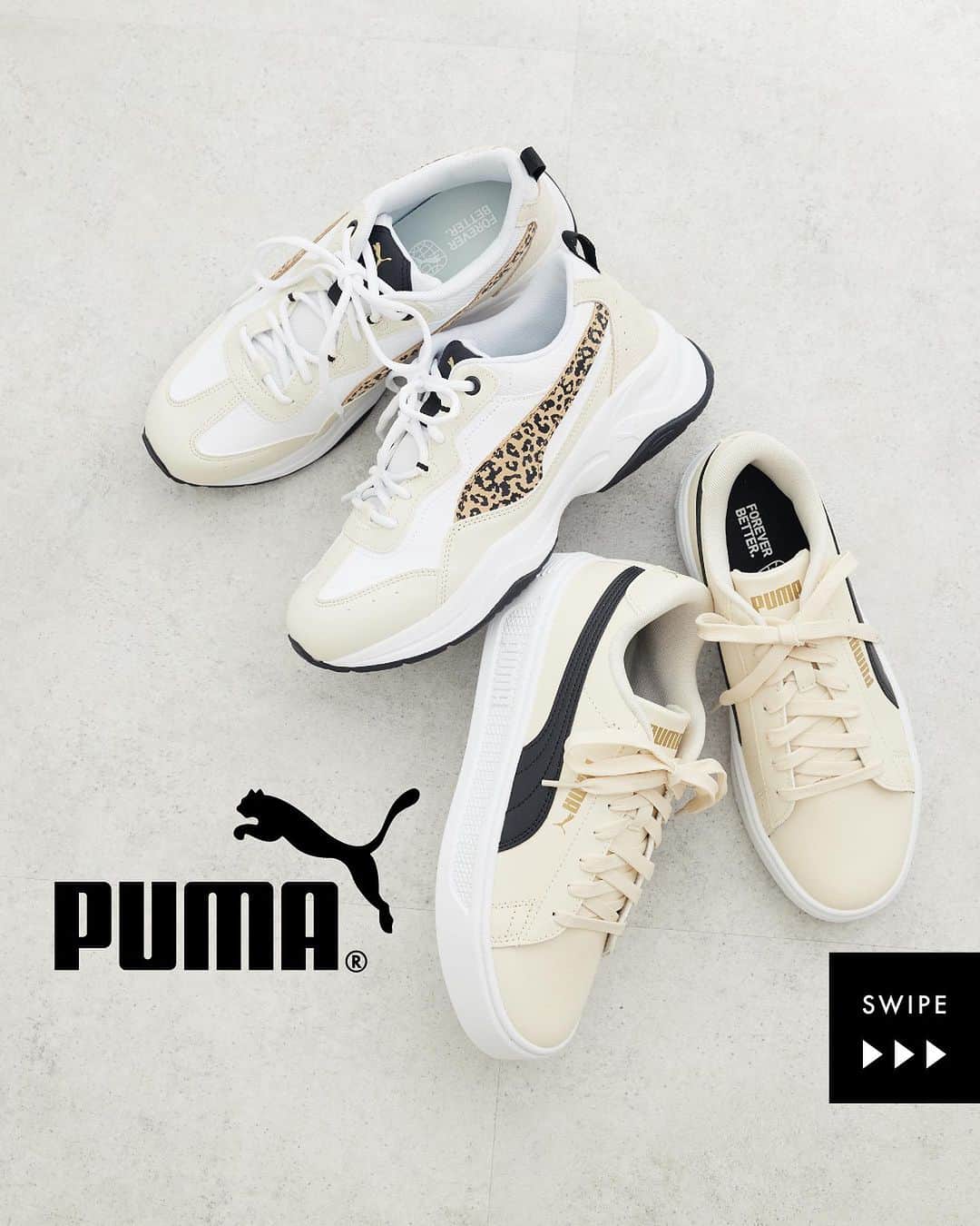 のインスタグラム：「【PUMA】  淡めカラーでフェミニンなスタイリングにも合わせやすい！ ボリュームのあるソールやアニマルプリントで ワンランク上のコーデにアップデート♪  ☑スワイプしてアイテム詳細とスタッフの着こなしをCHECK  ※一部お取り扱いのない店舗がございます  #GreenParks #グリーンパークス #PUMA #プーマ  #PUMAプラットフォームスニーカー #PUMAスニーカー #PUMAシューズ #プラットフォームスニーカー #スニーカー #スニーカーコーデ #スタッフコーデ #staffsnap」