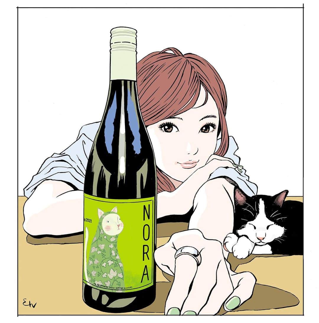 江口寿史のインスタグラム：「Sep.2023 #illustration #artwork #bandedessinee #comicart #realwineguide #農楽蔵 #農楽蔵ワイン #江口寿史」