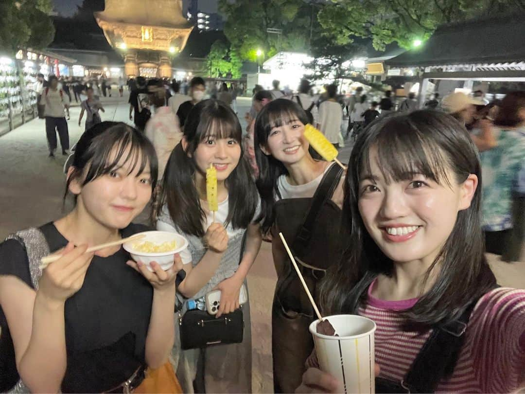 希山愛のインスタグラム：「* みんなでお疲れ様会！！ 放生会に行ってきたよ〜🍧 ♡  #放生会 #筥崎宮 #お祭り #福岡 #fukuoka #followme #99line」