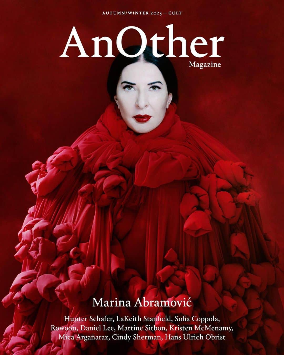 AnOther Magazineのインスタグラム：「AnOther Magazine Autumn/Winter 2023 – Cult. Marina Abramović in @commedesgarcons⁠ ⁠ Photography by @jordan_hemingway ⁠ Styling by @elliegracecumming ⁠ Marina Abramovic in conversation with @hansulrichobrist ⁠ Editor-in-chief @susannahfrankel ⁠ Art direction by @sarahjaynetodd_ ⁠ Hair by @tsukihair ⁠ Make-up by @kabukinyc ⁠ Casting by @gkldprojects⁠ Set design by @griffin.stoddard⁠ Production by @faragoprojects ⁠ ⁠ AnOther Magazine Autumn/Winter 2023 is on sale worldwide from Thursday, 14 September⁠ ⁠ #AnOtherMagazineAW23 #MarinaAbramovic #Cult @abramovicinstitute」