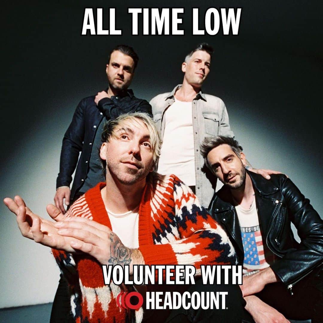 All Time Lowのインスタグラム：「Dear Maria, Count Us In….  HeadCount is joining @alltimelow on tour to help you get registered to vote 🫶  Sign up to volunteer at HeadCount.Org/AllTimeLow」