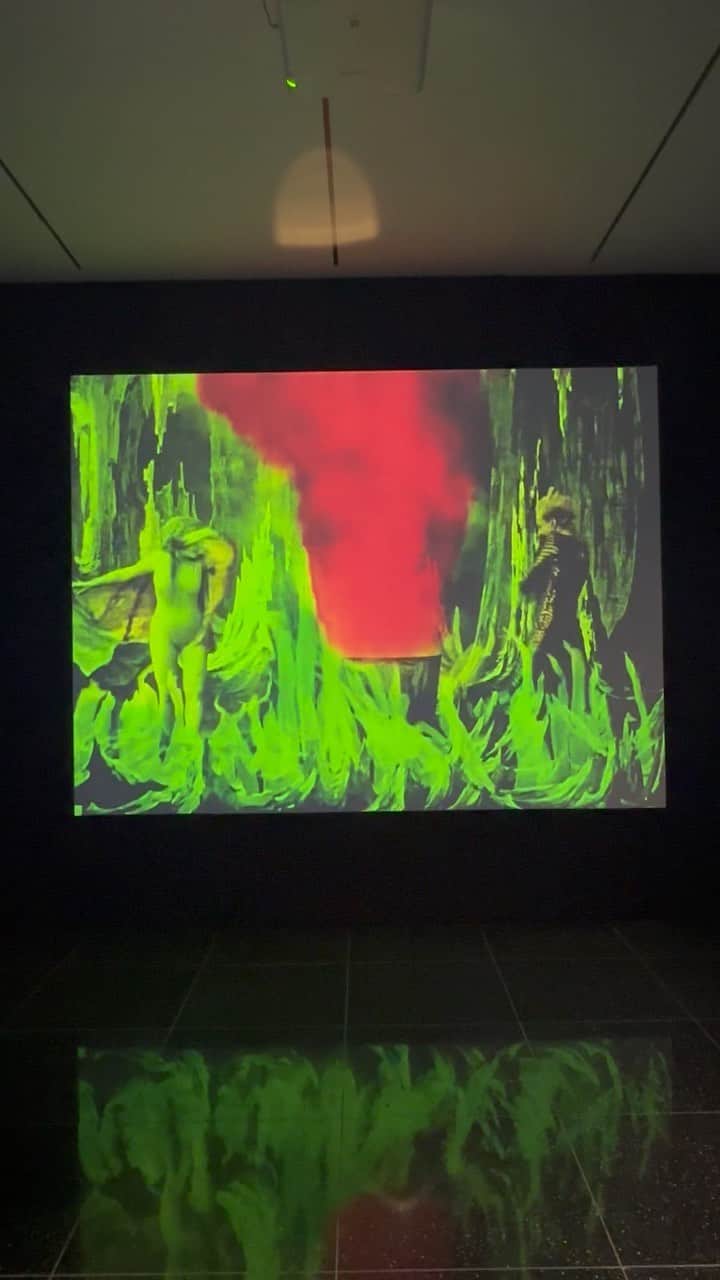 Juxtapoz Magazineのインスタグラム：「The Infernal Cave, 1905, at @themuseumofmodernart   Acquired by the Museum in 1935, this inventive stencil-colored trick film has not been seen in its original colored version for many years. In the caves of hell, Satan stokes the eternal flames and evokes the souls of the damned, whom he turns to dust and plunges into the infernal depths. The coloring here is integral to the film’s sense of fantasy and wonder, seamlessly blending the stop-trick substitution effects (à la Georges Méliès) and enhancing the devil’s fiery magic.  This film marks one of the earliest uses of Pathé’s stencil-color process, which is similar in effect to hand-coloring. Stencils were prepared by hand using a pantograph, and ran the same length as the 35mm film print: several thousand frames. A different stencil was cut for each color dye to be applied. After this meticulous initial work (usually undertaken by women), black-and-white release prints were colored one dye at a time using an automated process, reducing the cost and labor involved in making each print, and further expanding the prevalence of color in early cinema.」