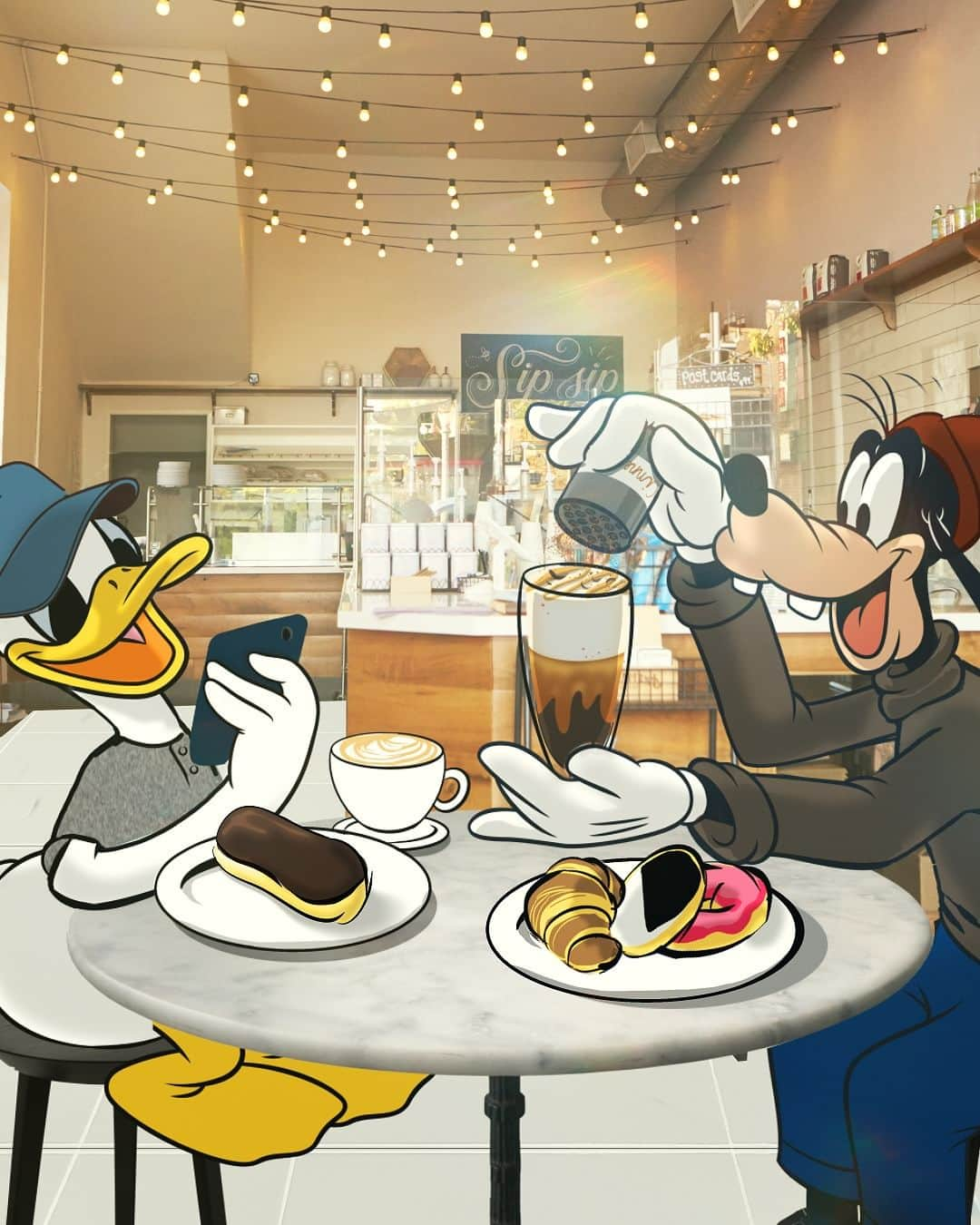 ミッキーマウスのインスタグラム：「A perfectly brewed friendship ☕️ Who’s the Goofy to your Donald?」