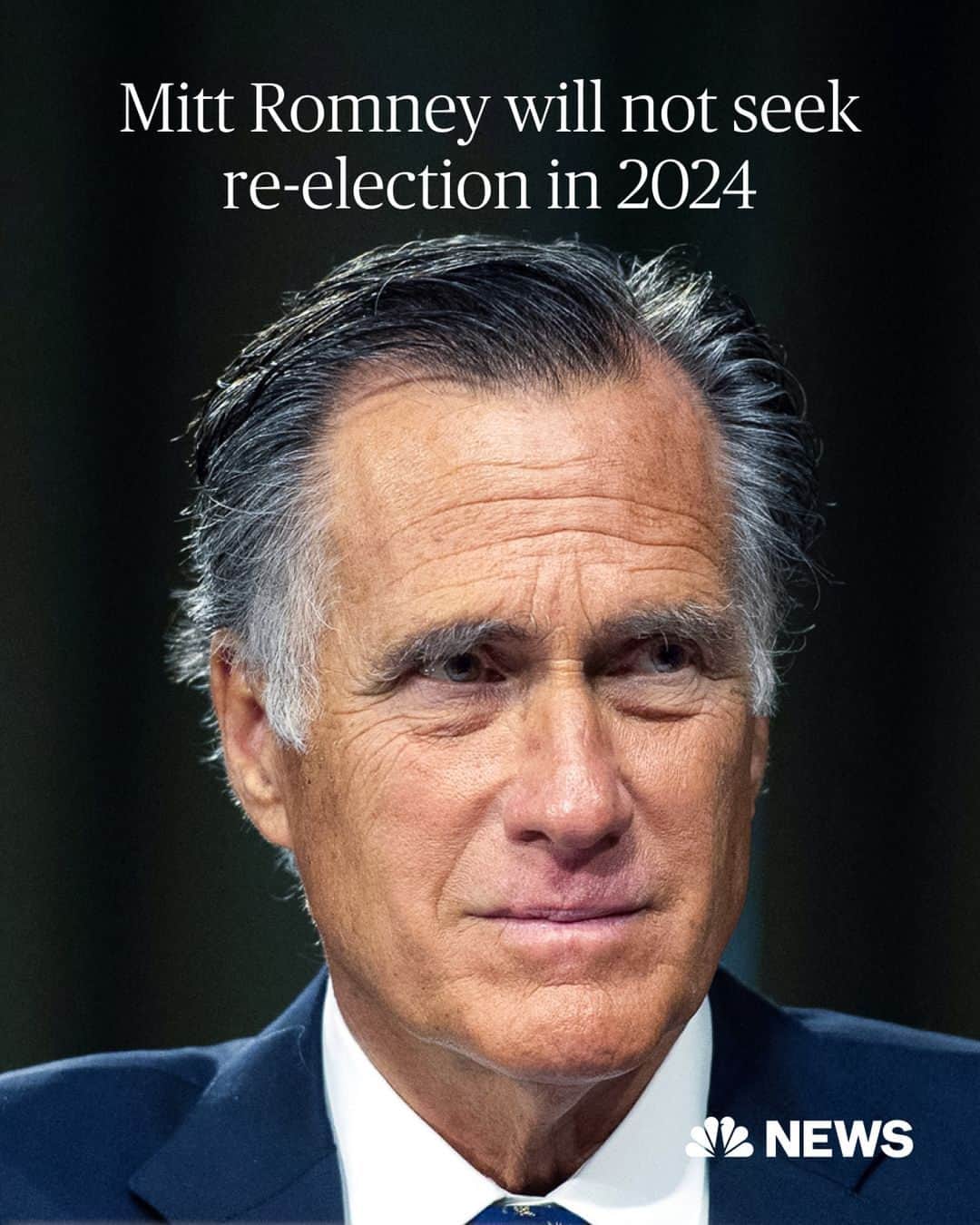 NBC Newsのインスタグラム：「Sen. Mitt Romney, R-Utah, the 2012 Republican presidential nominee and outspoken critic of former President Donald Trump, will not run for re-election next year, he said in a statement on Wednesday.  Romney, 76, has served in the Senate since 2019 and previously was the governor of Massachusetts from 2003 to 2007. He was the GOP's presidential nominee in 2012, losing to President Barack Obama who won re-election.  Read more at the link in bio.  📷️ Bonnie Cash / Pool Photo via AP」