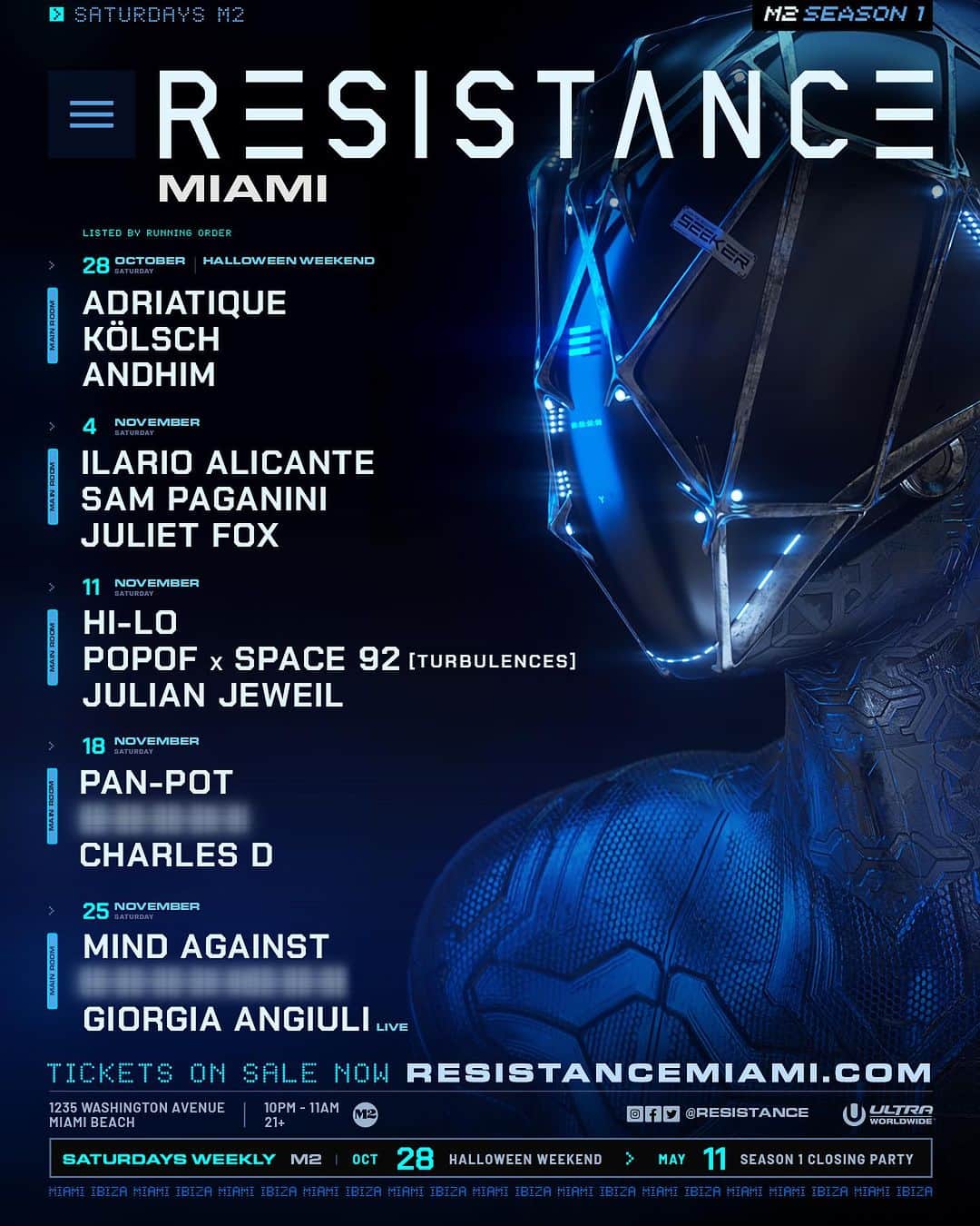 Ultra Music Festivalさんのインスタグラム写真 - (Ultra Music FestivalInstagram)「Season 1 of the RESISTANCE Miami Club Residency returns next month starting Halloween Weekend. Join us on the dance floor at @m2_miami as we welcome our roster of artists through the month of November. Tickets are on sale now ➡️ resistancemiami.com  Hours: 10PM - 5AM*」9月14日 3時55分 - ultra