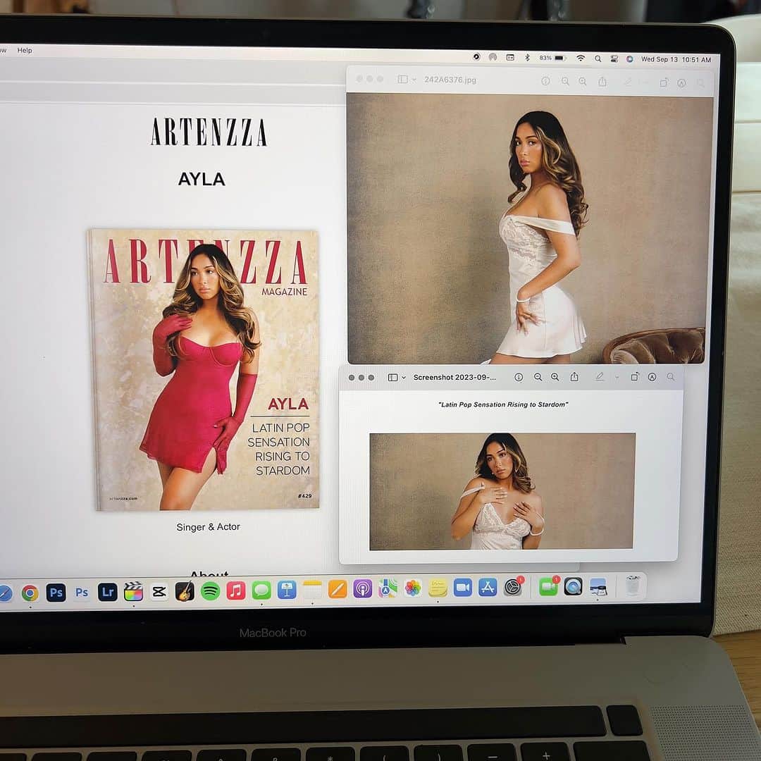 マリリン・フローリーズのインスタグラム：「Front cover for @artenzza_ magazine!🤯🤍🎉  Thank you @artenzza_ for featuring me in this issue! A pinch me moment! Learn more about my newest single ‘Aqui’!  Photograph by: @tornblackjeans  Issue #429 Team Production: Finders Entertainment」