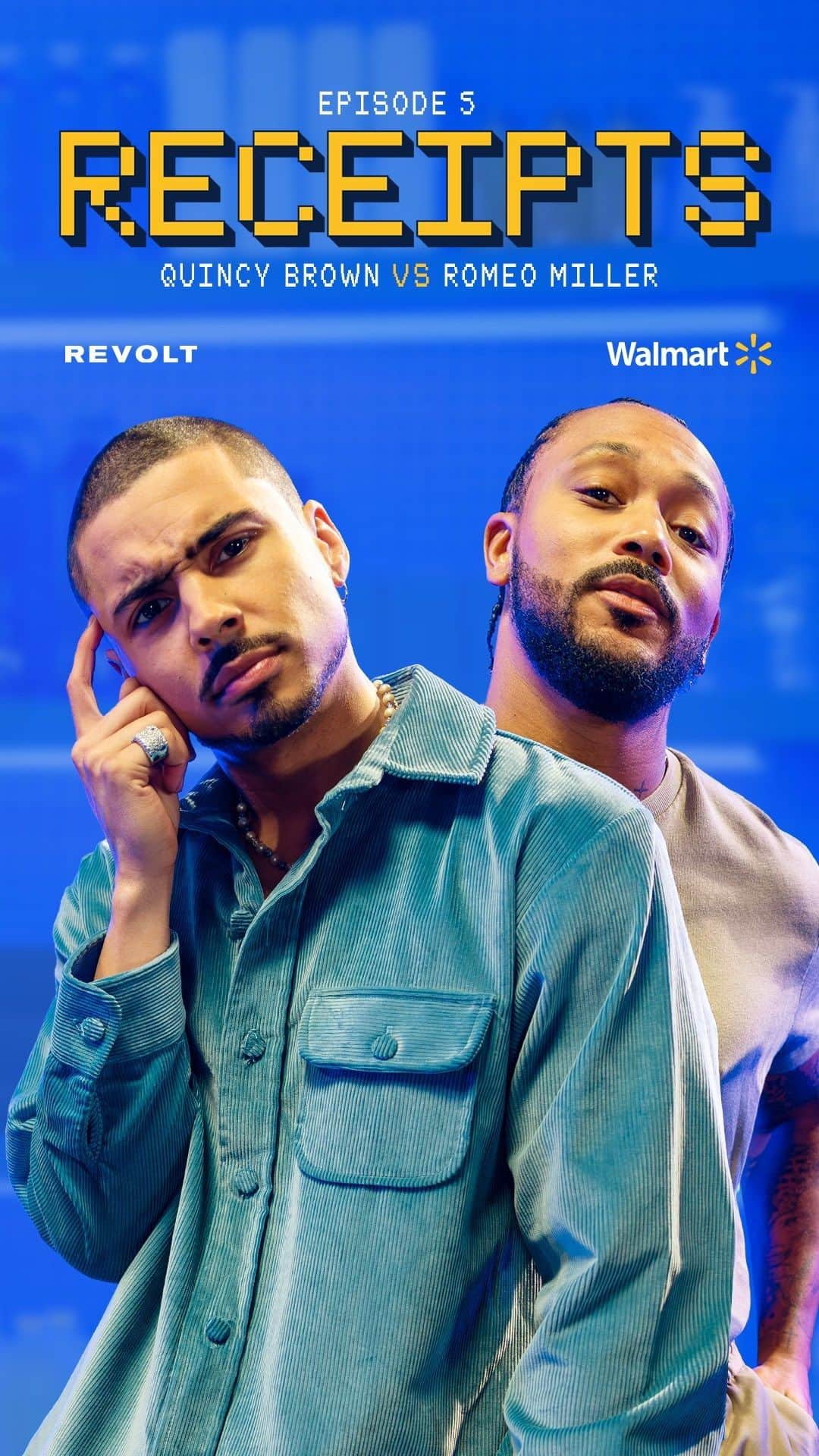 ロメオ・ミラーのインスタグラム：「Here’s a lil glimpse into #RECEIPTS🧾, the game show that celebrates Black excellence. ✨ Watch me and my brudda @quincy compete for bragging rights on our #BlackAndUnlimited shopper’s @inspirebytyler hidden talent.  Watch the full episode NOW on REVOLT’s Youtube📺, app📲, watchREVOLT.com💻 or simply hit the LINK in my bio!   Good times @revolttv x @walmart.」