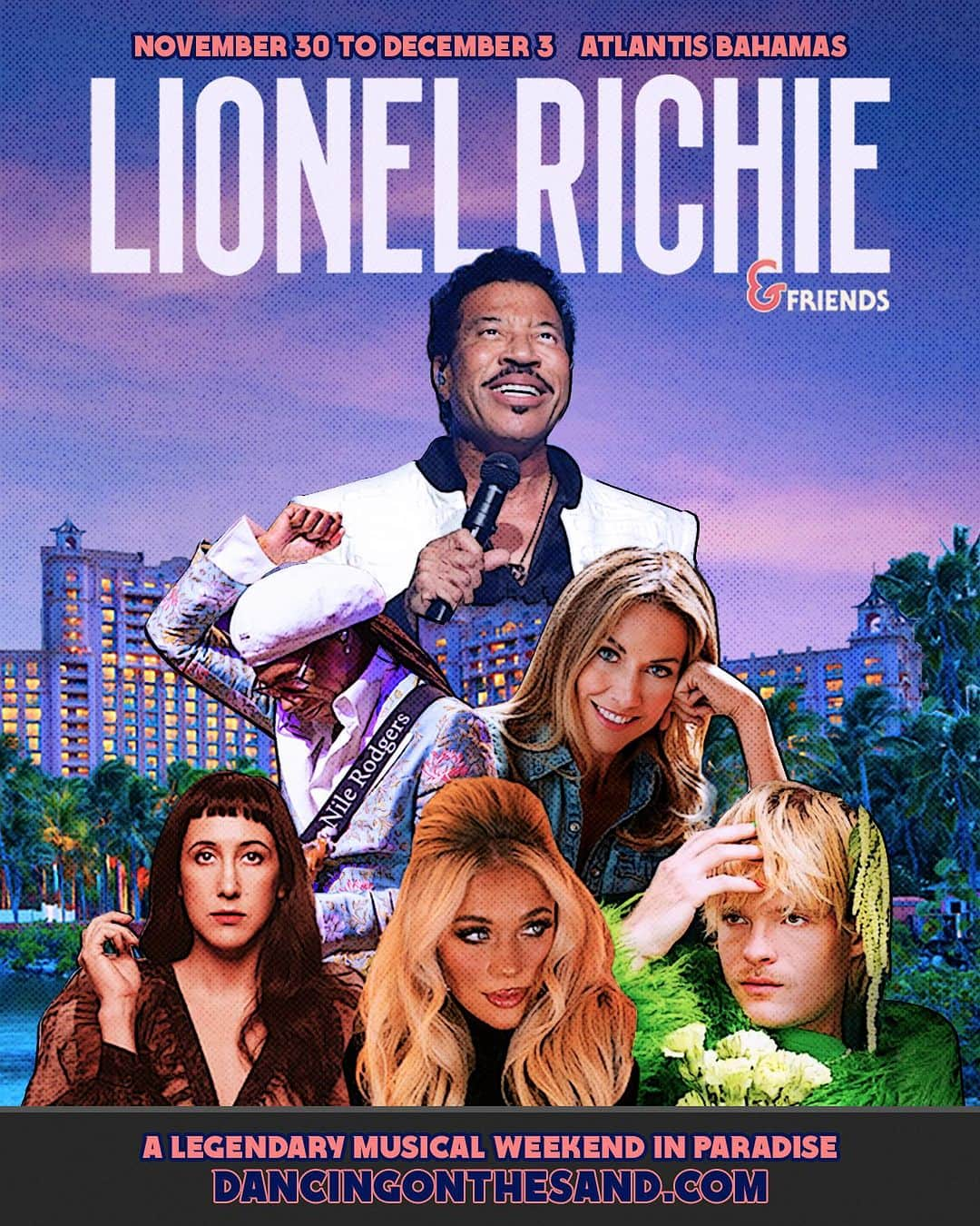 ライオネル・リッチーのインスタグラム：「Don’t miss your chance to join Lionel Richie, Sheryl Crow & Friends live at Atlantis Bahamas, as part of a 3-night getaway to paradise! Indulge in the luxurious accommodations, intimate performances by Lionel Richie and friends, and so much more. Book now at the link in bio. See you there! #lionelrichie #atlantisbahamas #paradiseisland #bahamas」