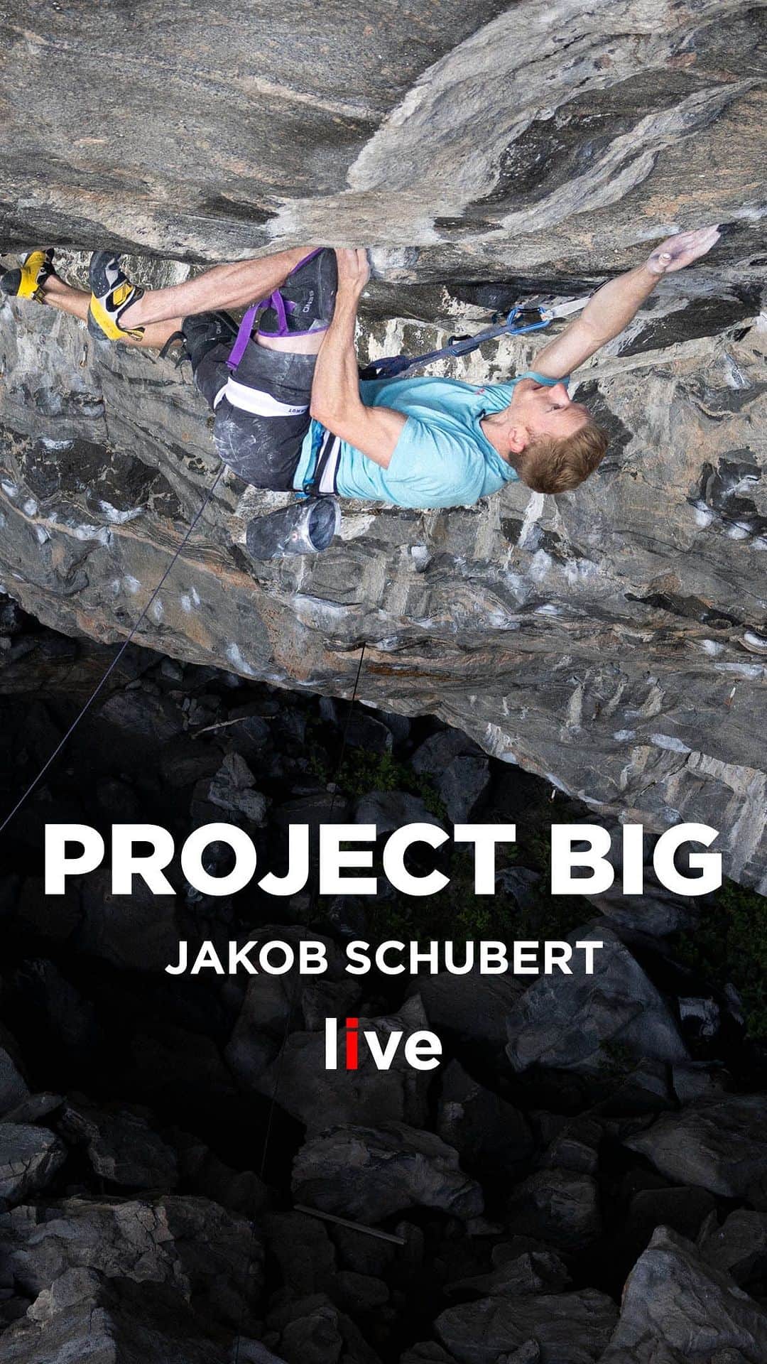 ヤコブ・シューベルトのインスタグラム：「Livestreaming my tries on Project Big tomorrow! Tune in on my YouTube channel! Not sure how dry it will be but find out with me and support me on the long way up 🙏😄  Will post a story in the morning with the exact time but the first try will probably be between 12:30 and 13:30 (turn on youtube alerts if you wanna make sure to not miss it 😉)  • • Video by @alpsolut.pictures  • @mammut_swiss1862 @gloryfy_unbreakable @raiffeisentirol @lasportivagram @subaru_austria @thecrag_worldwide  #rockclimbing #livestream #climbing #projectbig #flatanger #sportclimbing #klettern」
