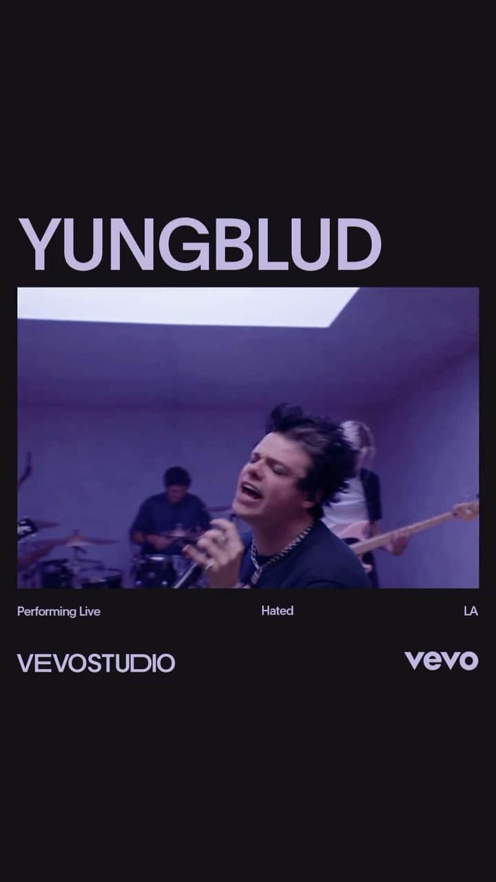Vevoのインスタグラム：「“Hated” and “Lowlife” are @YUNGBLUD at his best: fearlessly fierce, forthright, and totally catchy. Watch him shake the Vevo studio walls with exclusive performances of both tracks.  ⠀⠀⠀⠀⠀⠀⠀⠀⠀ ▶️ [Link in bio]」