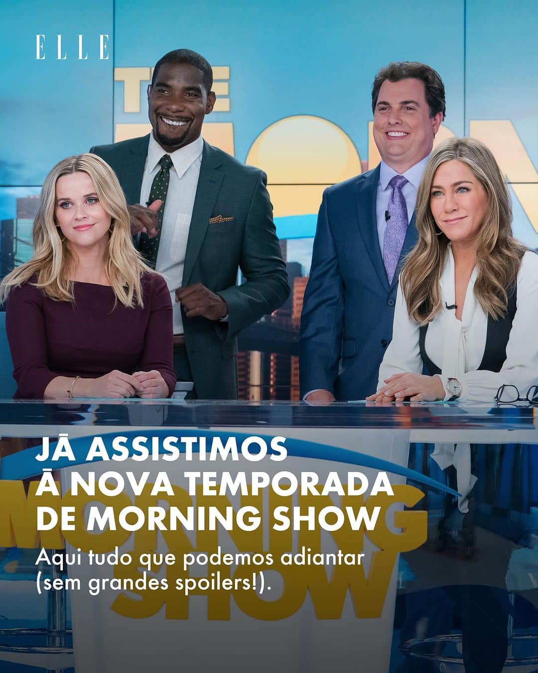 ELLE Brasilのインスタグラム：「Depois de quase dois anos, @themorningshow está de volta! Estrelados por @jenniferaniston e @reesewitherspoon, os novos episódios da série serão lançados semanalmente na Apple TV a partir desta quarta-feira (13.9). A gente assistiu tudo antes e, enquanto a temporada inteira não é liberada, te adiantamos tudo que você precisa saber 一 sem spoilers muito reveladores, claro! Em elle.com.br, há ainda mais detalhes. Vai assistir?」